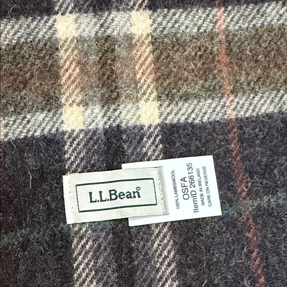 L.L. Bean Plaid Scarf - Black, Brown, and Gray